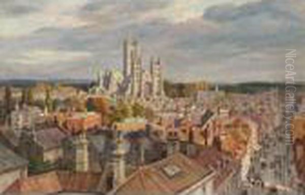 Canterbury Cathedral Oil Painting by Francis H. Dodd