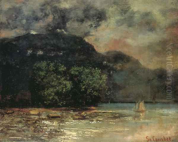 Lake Geneve before the Storm Oil Painting by Gustave Courbet