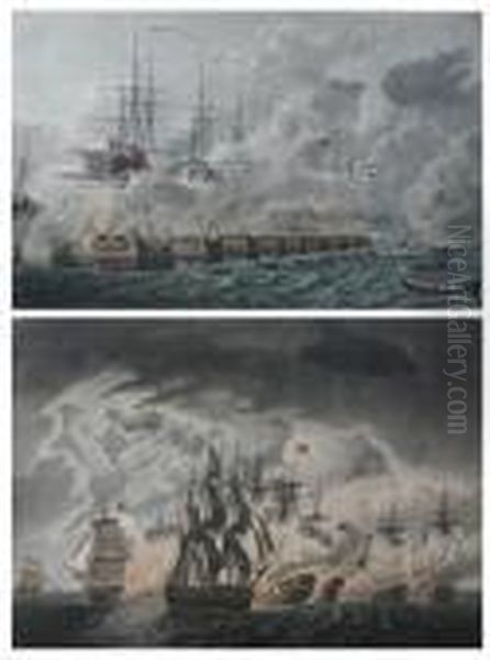 Battle Of Copenhagen And Glatton Oil Painting by Robert Dodd