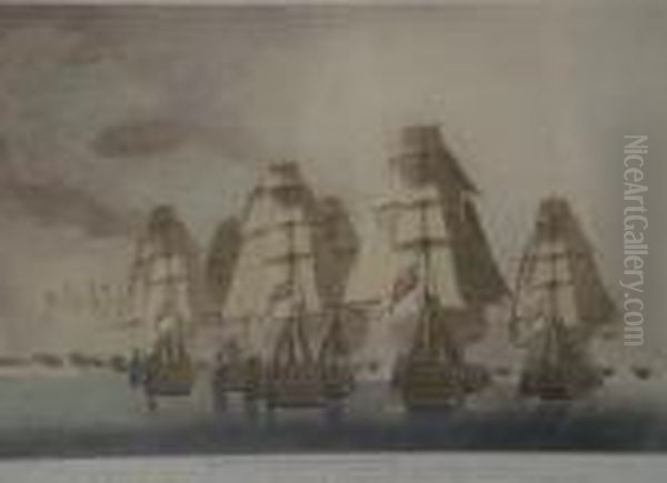 Battle Of Trafalgar, Rear Division Oil Painting by Robert Dodd