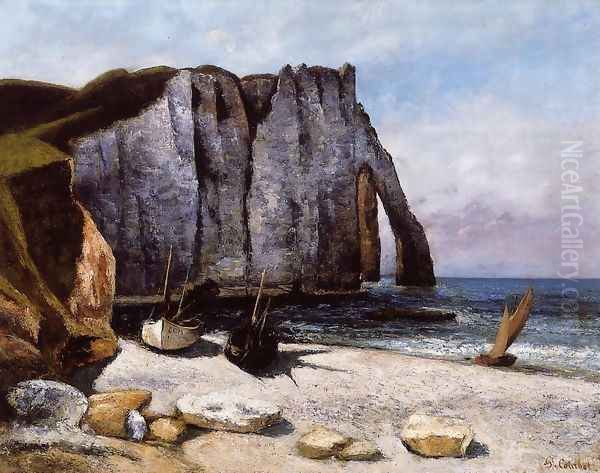 The Cliff at Etretat, the Porte d'Avale Oil Painting by Gustave Courbet