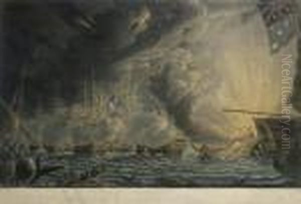 The Battle Of The Nile: Attack 
At Sunset; At 10 O'clock At Night; Near Midnight; And On The Ensuing 
Morning Oil Painting by Robert Dodd