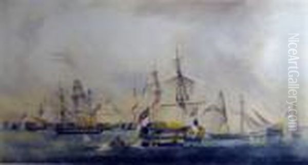 Battleof Trafalgar - In The Rear Oil Painting by Robert Dodd