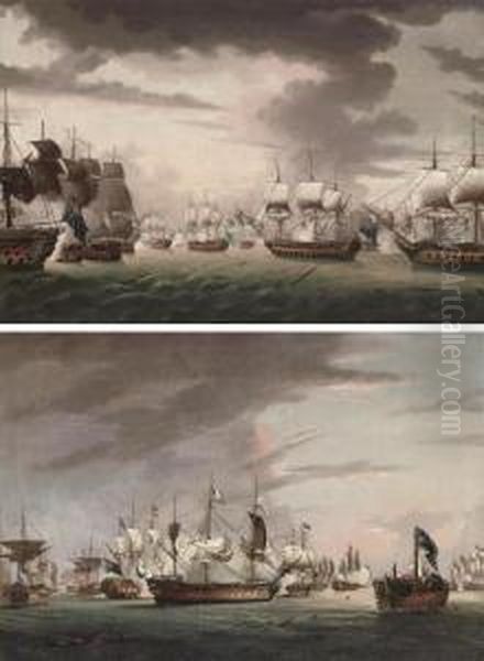 The Battle Of The Saintes, 12th April Oil Painting by Robert Dodd