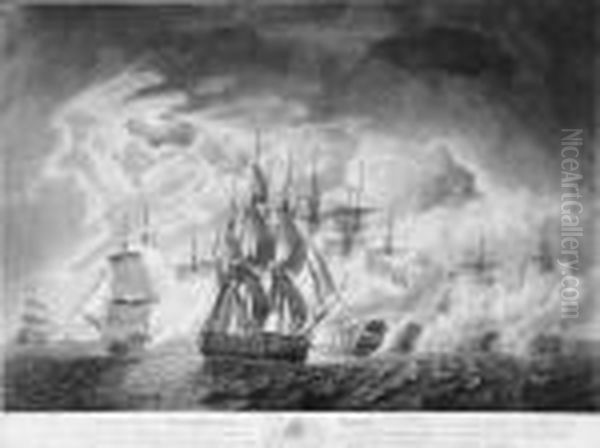 To The Right Honourable Earl 
Spencer First Lord Commissioner Of Theadmiralty, This Plate Representing
 His Majesty's Ship Glattoncommanded By Captn. Henry Trollope, Attacking
 A Frenchsquadron Oil Painting by Robert Dodd