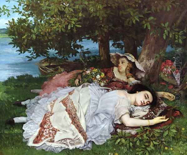 Girls on the Banks of the Seine, 1856-57 Oil Painting by Gustave Courbet