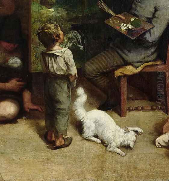 The Studio of the Painter, a Real Allegory, 1855 (detail) Oil Painting by Gustave Courbet