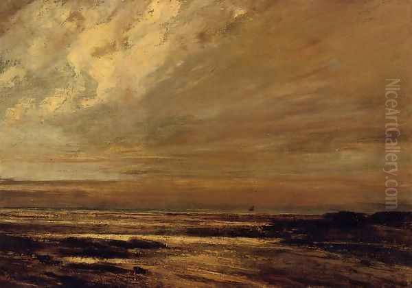 The Beach at Trouville at Low Tide II Oil Painting by Gustave Courbet