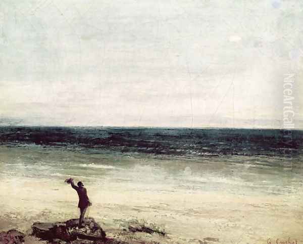 The Artist on the Seashore at Palavan Oil Painting by Gustave Courbet