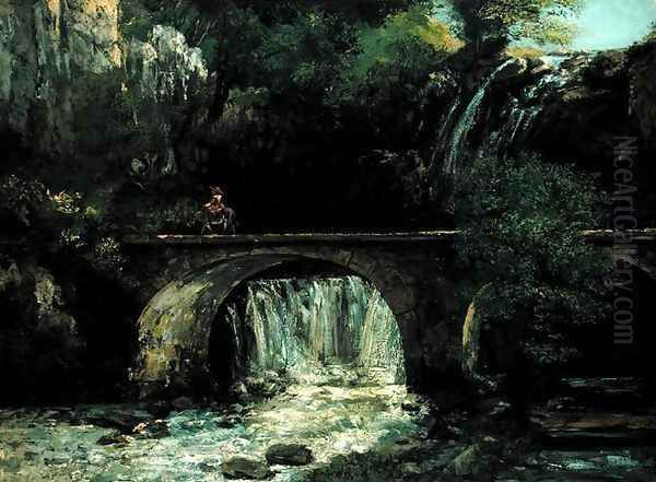 Landscape with bridge Oil Painting by Gustave Courbet