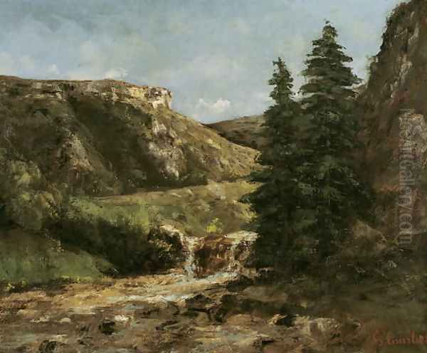 Landscape near Ornans, c.1858 Oil Painting by Gustave Courbet