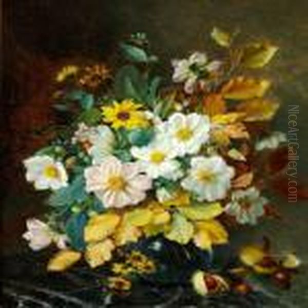 Autumn Flowers In A Vase Oil Painting by Augusta Dohlmann