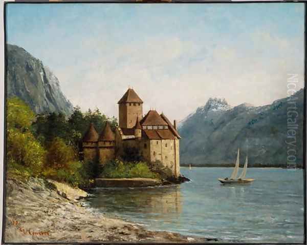 The Castle of Chillon, Evening, c.1872 Oil Painting by Gustave Courbet