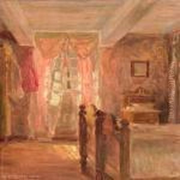 Bedroom Interior Oil Painting by Heinrich Dohm