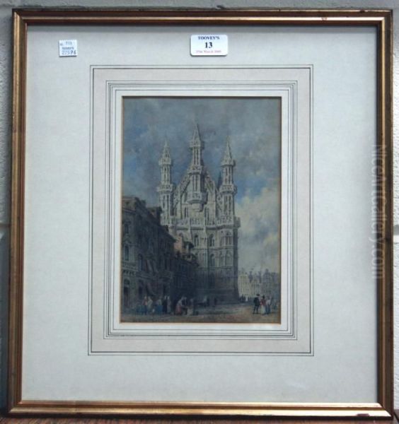 Hotel De Ville, Louvain Oil Painting by Edwin Thomas Dolby