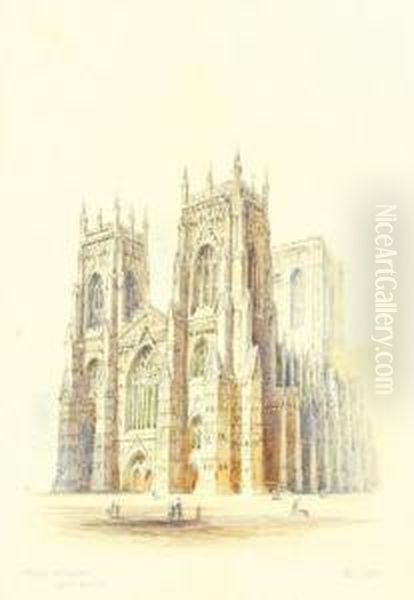 York Minster, Westfront; Salisbury Oil Painting by Edwin Thomas Dolby