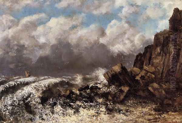 Seascape at Etretat Oil Painting by Gustave Courbet