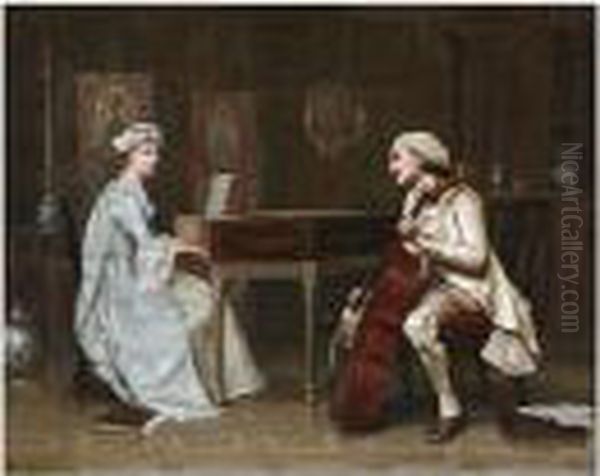 A Duet Oil Painting by William Anstey Dollond