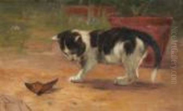 A Curious Kitten Oil Painting by John Henry Dolph