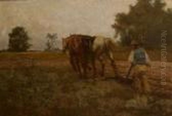 Plowing Oil Painting by John Henry Dolph