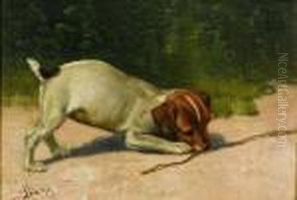 The Playful Pup Oil Painting by John Henry Dolph