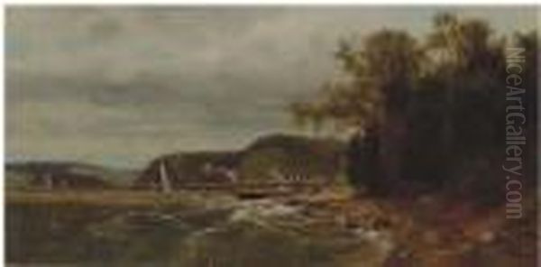 Hudson River Near Hyde Park Oil Painting by John Henry Dolph