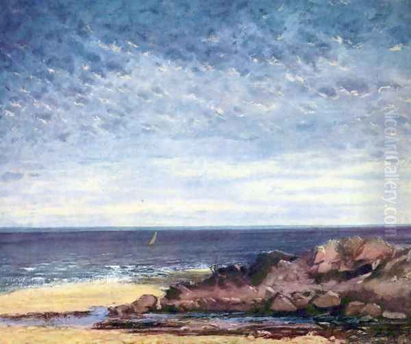 Sea coast in Normandy Oil Painting by Gustave Courbet