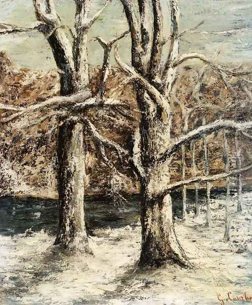 Woods in the Snow Oil Painting by Gustave Courbet