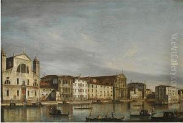 Venice, A View Of The Grand 
Canal Looking North-east With Thechurches Of Santa Lucia And The Scalzi Oil Painting by Apollonio Domenichini