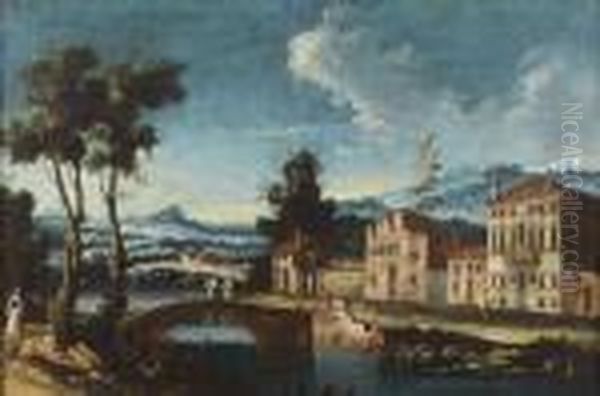 Paysage Au Bord De La Brenta Oil Painting by Apollonio Domenichini