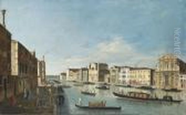 The Grand Canal, Venice, With 
The Churches Of The Scalzi And Santa Lucia, And The Palazzi Bragadin And
 Barzizza Oil Painting by Apollonio Domenichini