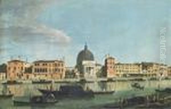 The Grand Canal, Venice, Looking West Towards San Simeone Piccolo Oil Painting by Apollonio Domenichini