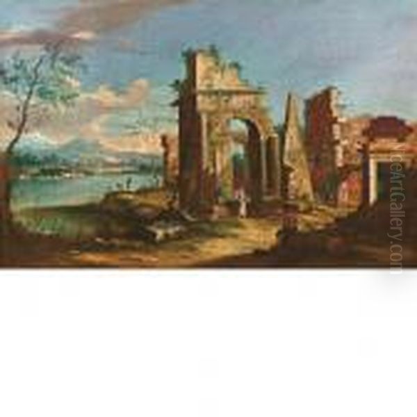 Capriccio Con Piramide Oil Painting by Apollonio Domenichini