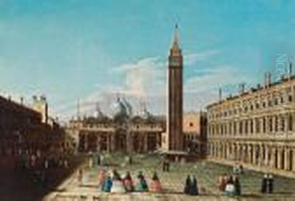 Piazza San Marco A Venezia Oil Painting by Apollonio Domenichini