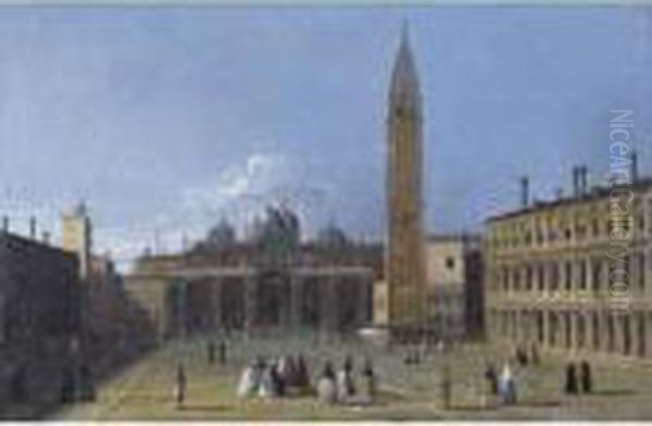 View Of The Piazza San Marco, Venice Oil Painting by Apollonio Domenichini