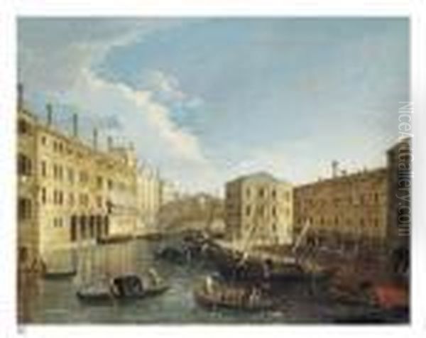 Venezia, Canal Grande Oil Painting by Apollonio Domenichini