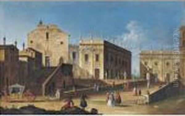 View Of The Capitoline, Rome, With The Church Of Sta Maria D'aracoeli At Left Oil Painting by Apollonio Domenichini