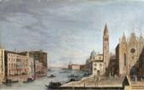 The Grand Canal, Venice, Looking
 East Towards The Dogana From The Campo Di San Vio, With The Palazzo 
Correr Oil Painting by Apollonio Domenichini