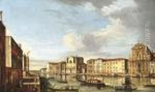 The Grand Canal, Venice, With The Churches Of The Scalzi Oil Painting by Apollonio Domenichini