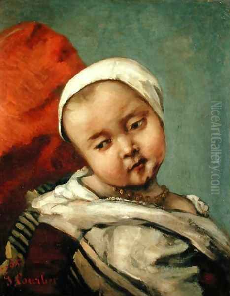 Head of a Baby, 1865 Oil Painting by Gustave Courbet