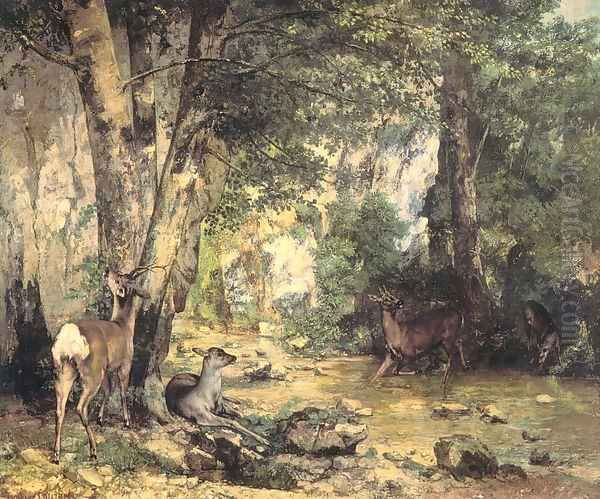 Shelter of the Roe Deer at the Stream of Plaisir-Fontaine, Doubs Oil Painting by Gustave Courbet