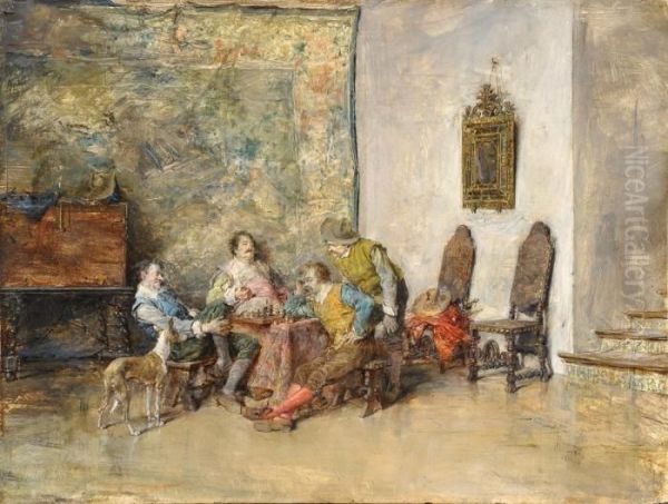 Mosqueteros Jugando Ajedrez Oil Painting by Francisco Domingo Marques