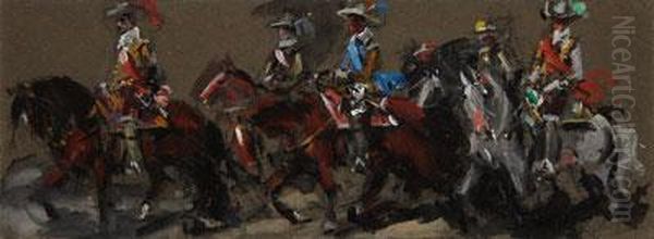 Mosqueteros A Caballo Oil Painting by Francisco Domingo Marques