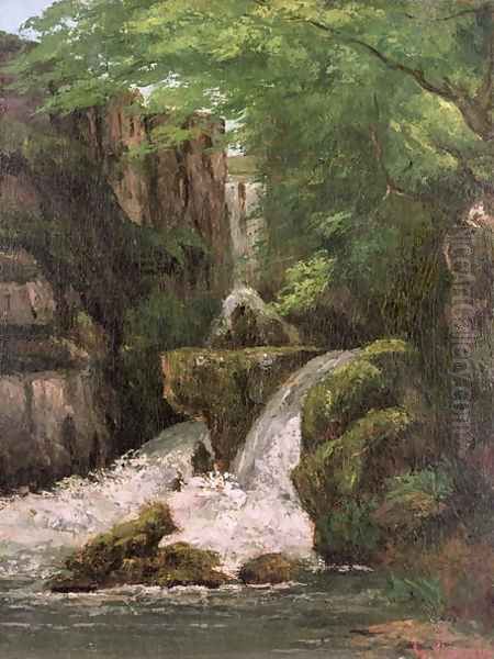 Waterfall in the Ornans Rocks Oil Painting by Gustave Courbet