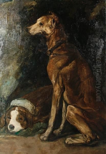 Perros Oil Painting by Francisco Domingo Marques