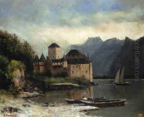 View of the Chateau de Chillon Oil Painting by Gustave Courbet