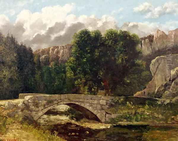 The Pont de Fleurie, Switzerland, 1873 Oil Painting by Gustave Courbet