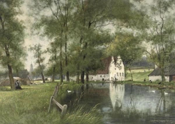 A Sunny Afternoon In Sonsbeek Near Arnhem Oil Painting by Cornelis Christiaan Dommersen