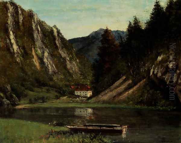 Les Doubs A La Maison-Monsieur Oil Painting by Gustave Courbet