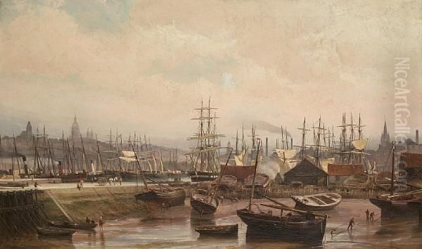 Bassin, Boulogne Sur Mer Oil Painting by Cornelis Christiaan Dommersen